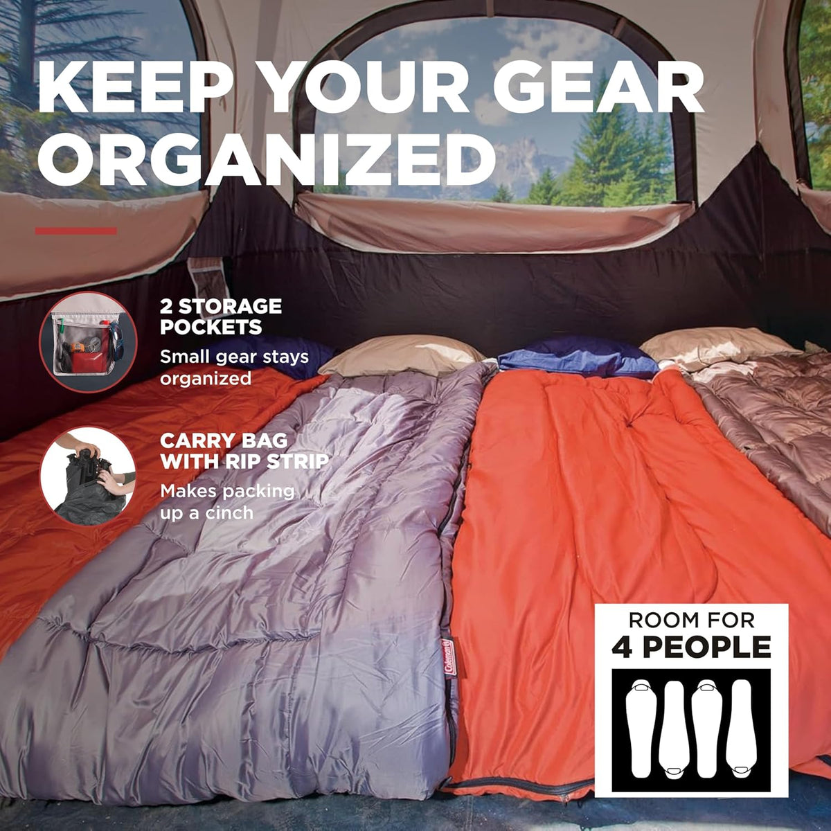 Coleman 4/6/8/10 Person Instant Camping Tent with 1-Minute Setup