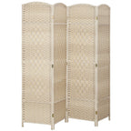 HOMCOM 3 Panel Room Divider 6 Ft Privacy Screen Hand-Woven Washed Oak