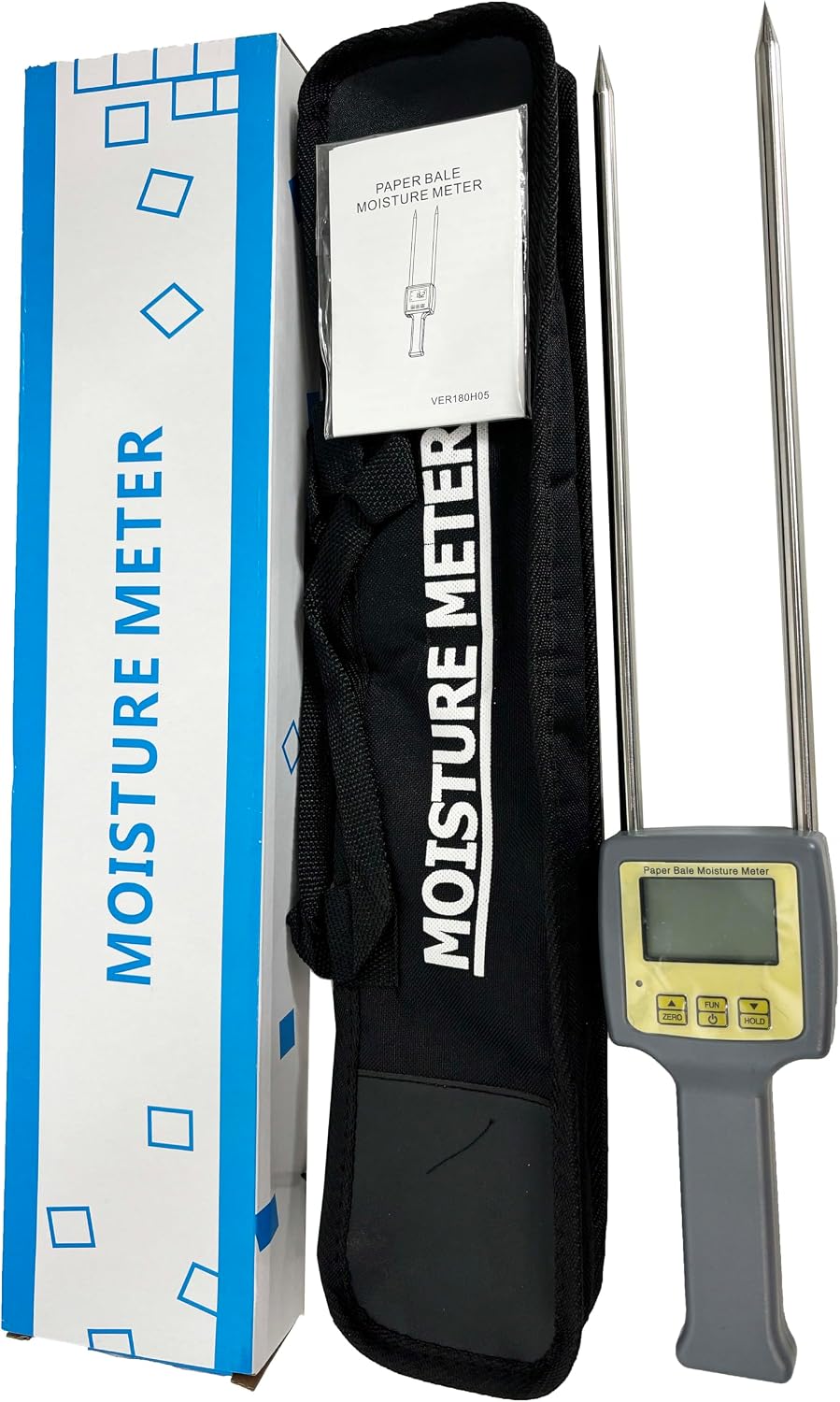 Paper Bale Moisture Meter Paper Moisture Tester Analyzer With Measuring Range 0 To 95% Resolusion 0.1 Accuracy ± 0.5% n Digital Backlight Display For Paper Parcel Paper Bale Paper Dust Etc