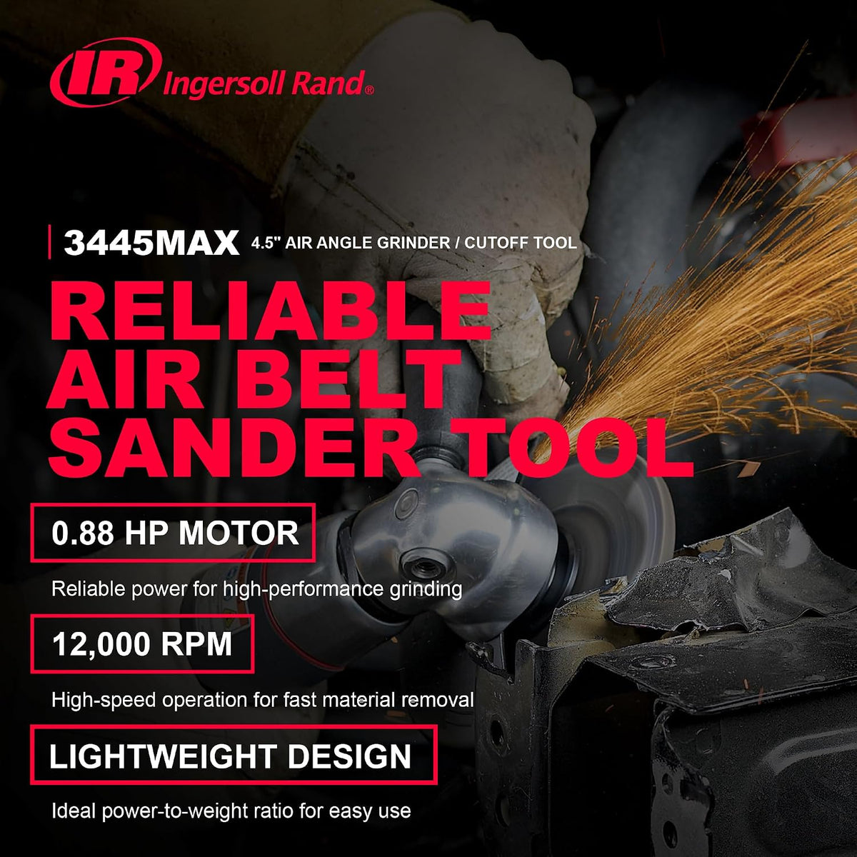 Ingersoll Rand 3445MAX 4.5" Air Angle Grinder/Cutoff Tool, 4.5" Wheel