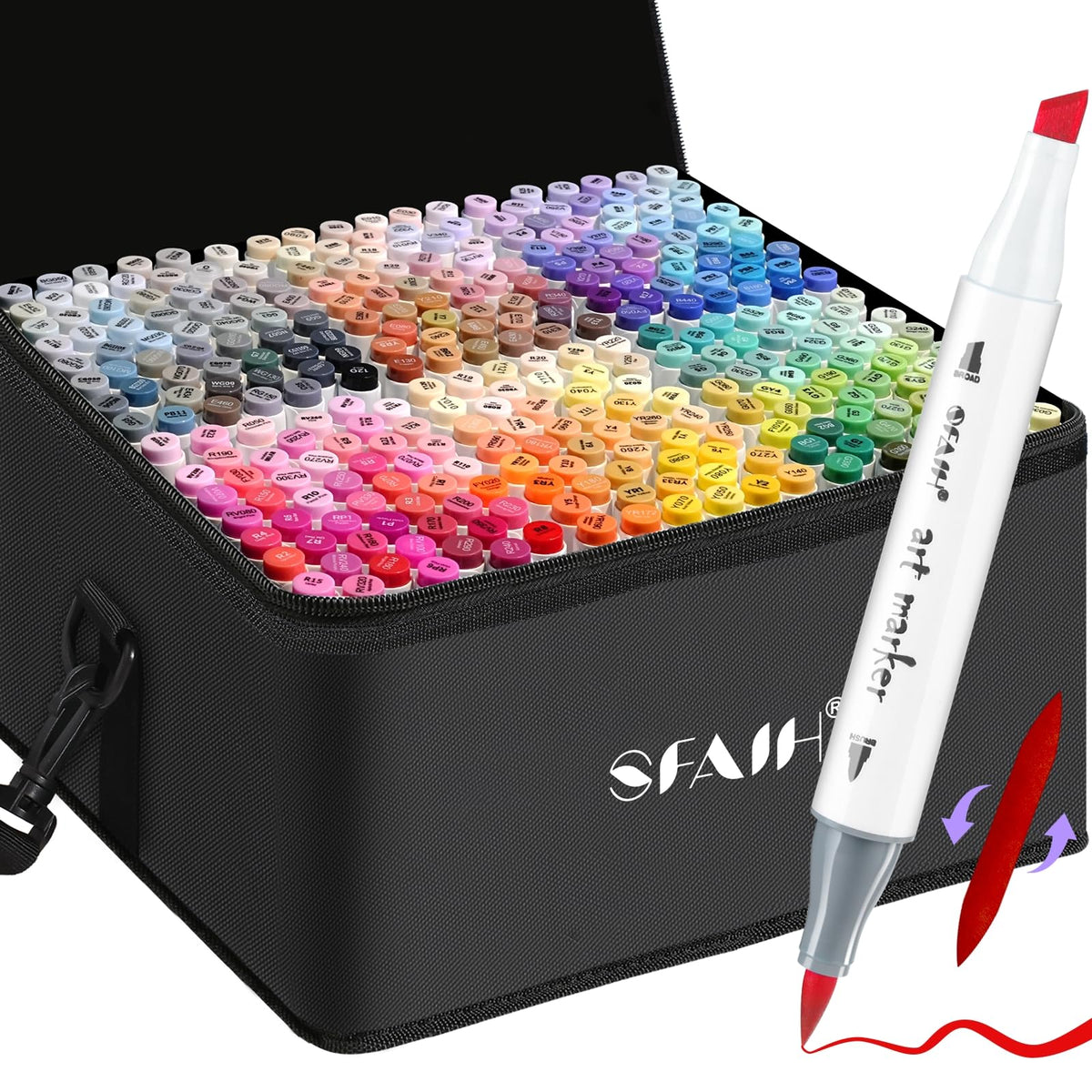 SFAIH Alcohol Markers Brush & Chisel Tip, Professional 216 Colors Set