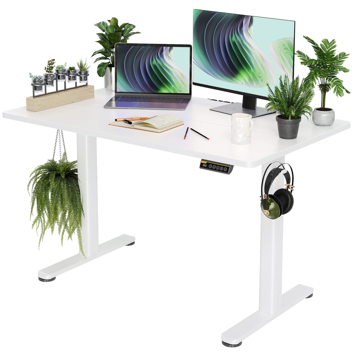 Claiks Electric Height Adjustable Standing Desk, 32x19 Inch, Nature