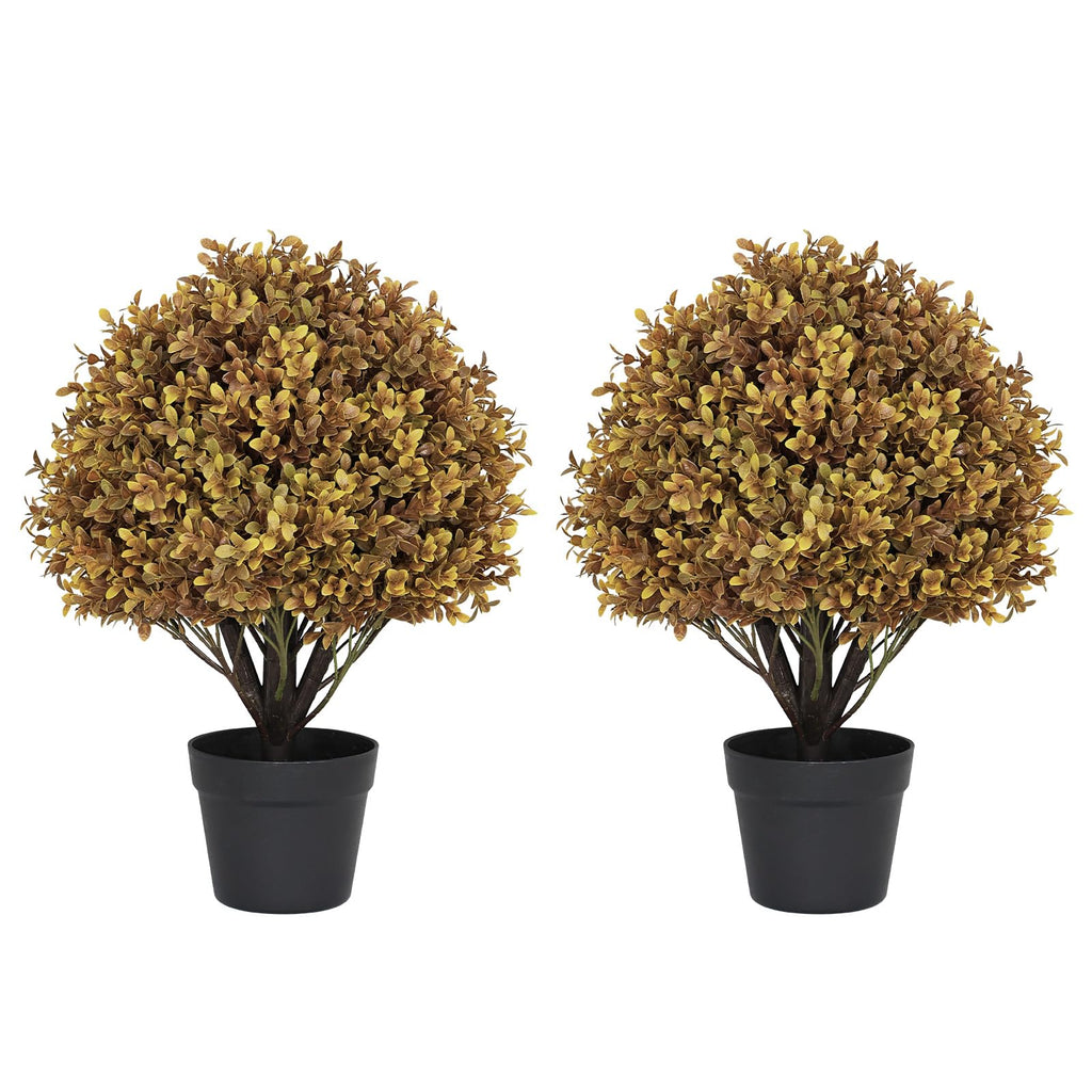 24" Artificial Cypress Ball Plants Outdoor, Fall Topiary Trees