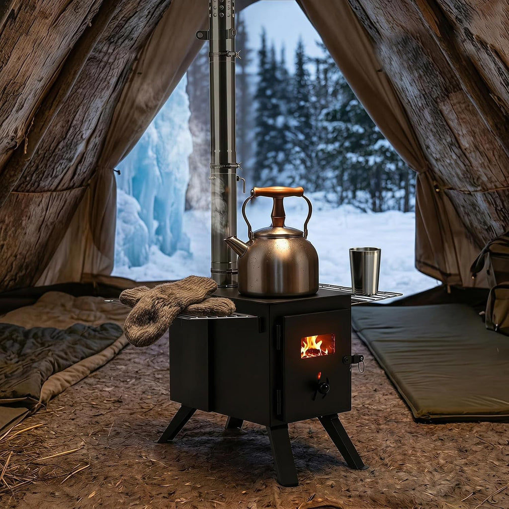 GIANTEX Hot Tent Stove, 8.4 ft Wood Burning Stove with Ash Tray