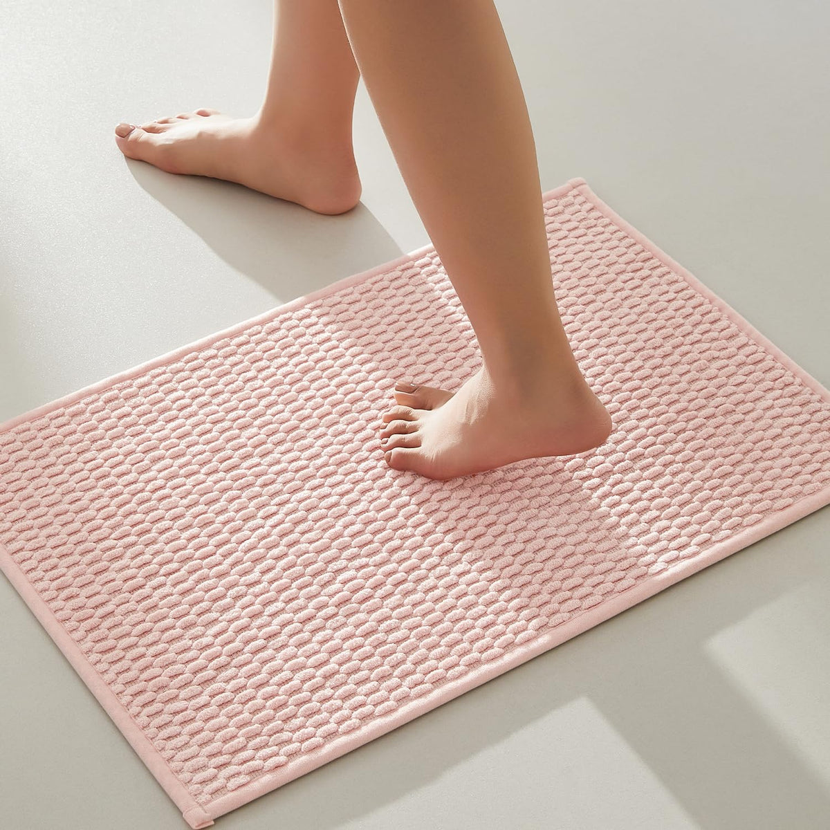 TYUU Bathroom Runner Rugs, Long Bath Mat Runner Washable Thin Quick Dry Low Pile Bathroom Runner Rugs Non Slip, Beige 24"x70"