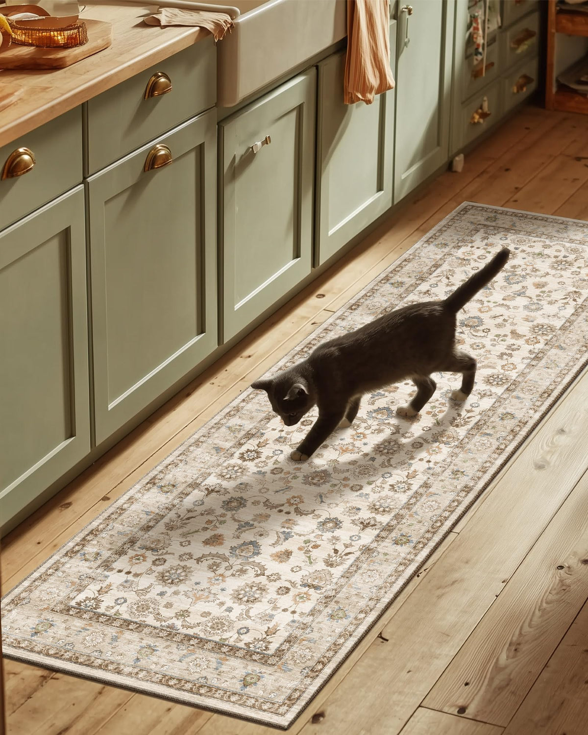 Washable Area Rugs for Living Room: 9x12 Bedroom Rug Boho Vintage Area Rug Stain Resistant Non Slip Low Pile Lightweight Soft Carpets for Dining Room Kitchen Nursery Kids Room Playroom Home Office