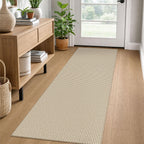 EARTHALL Woven Area Rugs 6x9 Ft Washable Living Room Rugs Non Slip Rubber Backed Dining Room Rug Braided Bedroom Rugs Indoor Floor Carpet for Living Room, Bedroom, Dining Room, Beige/Ivory