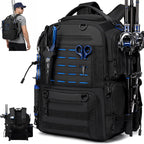 Fishing Backpack, Multi-pocket Tackle Backpack with 2 Rod Holders