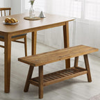 HOKYHOKY Reclaimed Solid Wood Bench-43.3" Entryway Bench with Storage Shelf