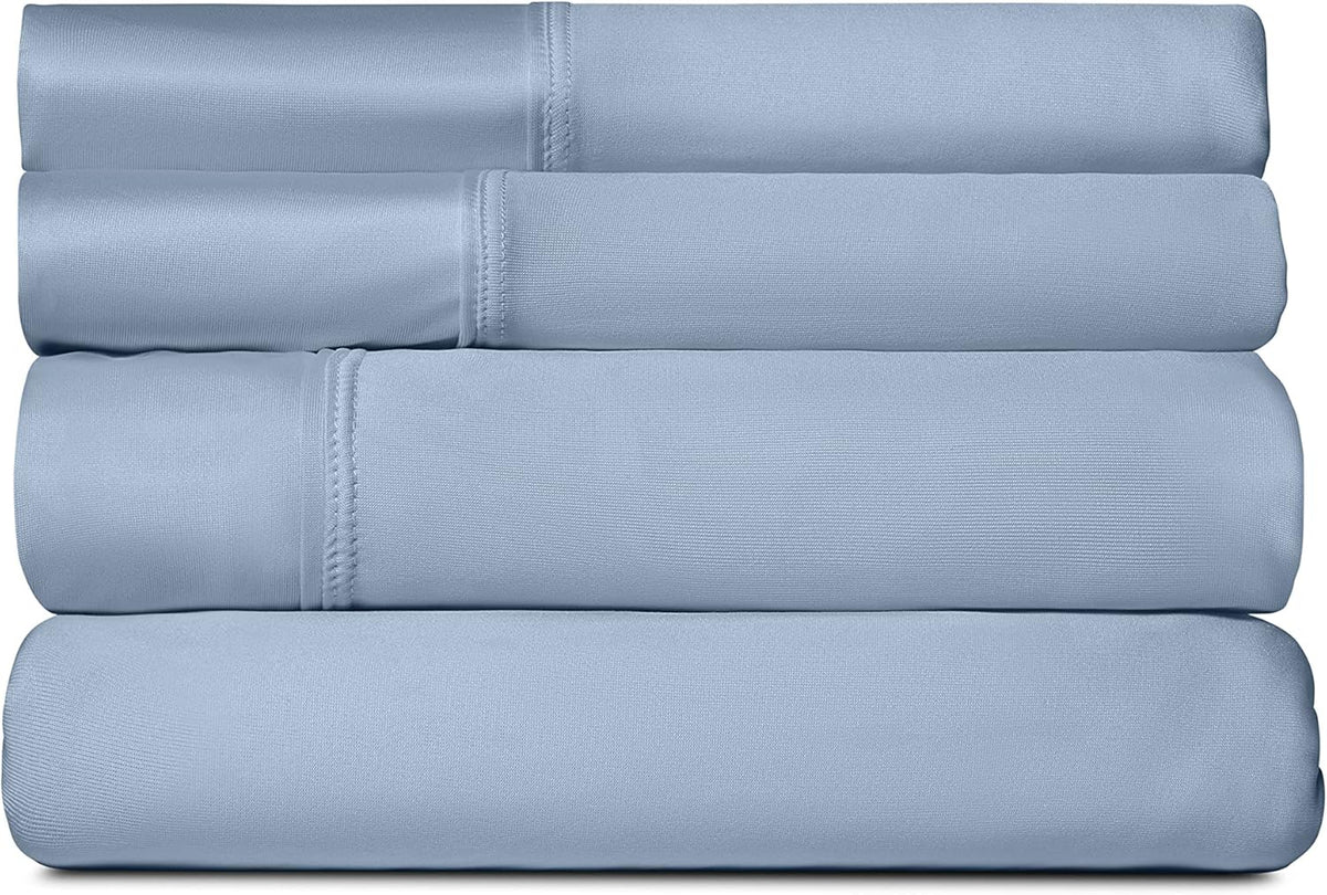 SHEEX Active Comfort Anti-Wrinkle Cooling Sheets, King/Cal King, Blue Sky