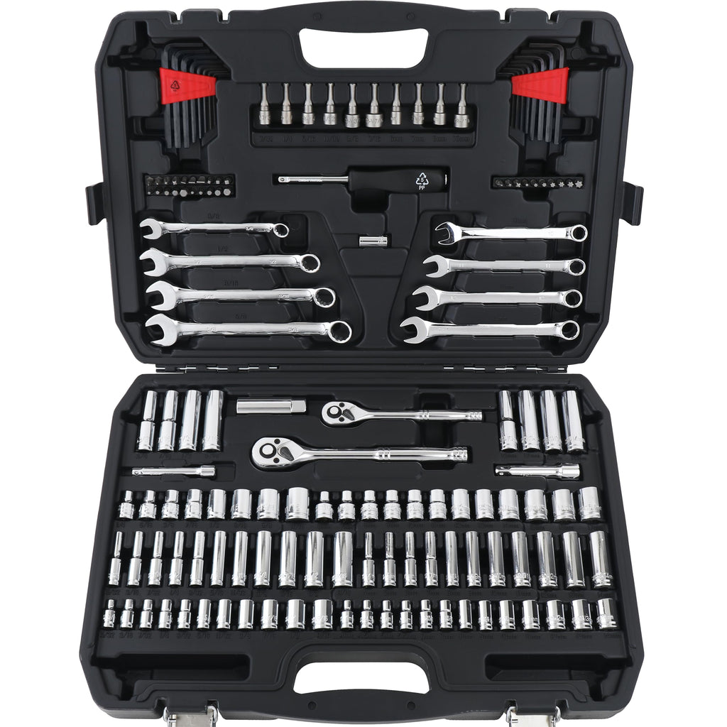 Amazon Basics Mechanic's Socket Tool Set With Case, Metric Sizes, 145-Piece