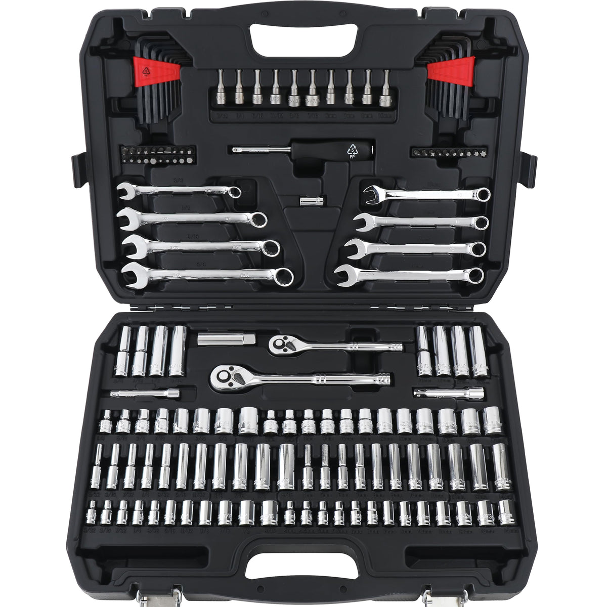 Amazon Basics Mechanic's Socket Tool Set With Case, Metric Sizes, 145-Piece