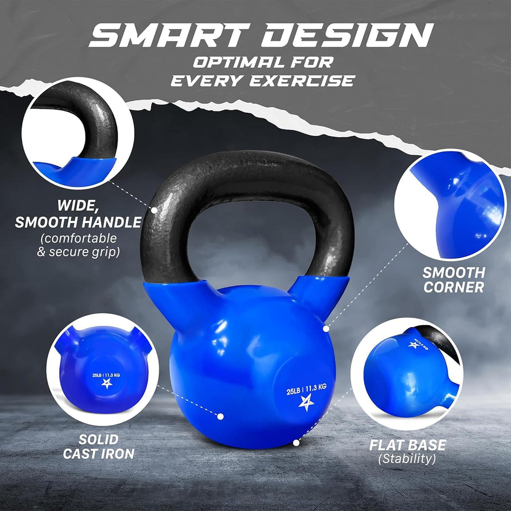 Yes4All Vinyl Kettlebell, 5–100 Lb Strength Training Kettlebell