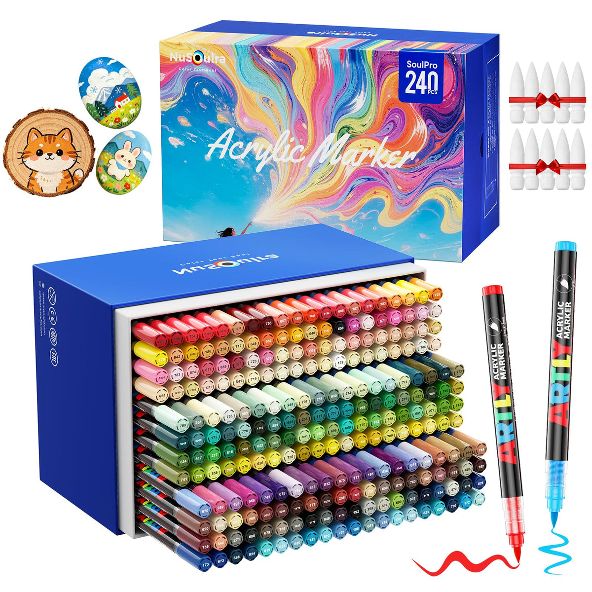 240 Colors Acrylic Paint Markers Brush Tip, Automatic Ink Control