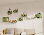 13-in-1 Cat Wall Shelves, Moon & Bridge Cat Wall Furniture, Beige