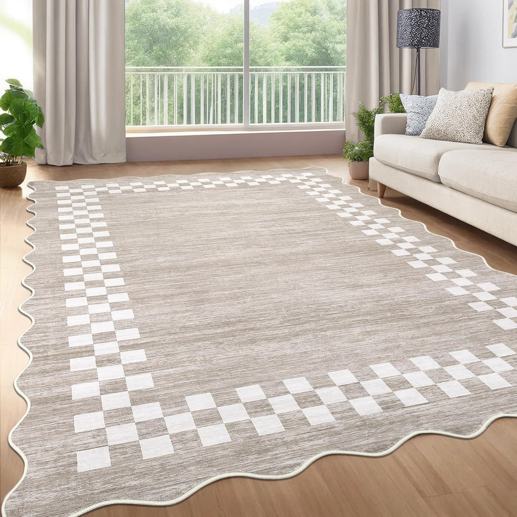 GarveeHome 5x7 Washable Area Rug Checkered Rug for Bedroom Living Room