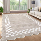 GarveeHome 5x7 Washable Area Rug Checkered Rug for Bedroom Living Room