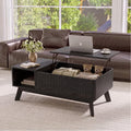 Lift Top Coffee Table, Fluted Hidden Storage Table for Living Room, Walnut