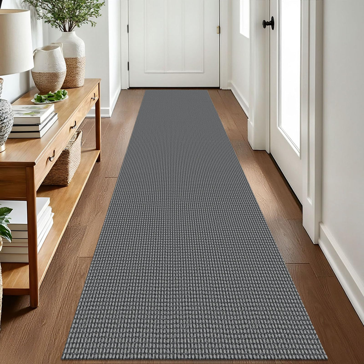 EARTHALL Woven Area Rugs 6x9 Ft Washable Living Room Rugs Non Slip Rubber Backed Dining Room Rug Braided Bedroom Rugs Indoor Floor Carpet for Living Room, Bedroom, Dining Room, Beige/Ivory