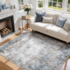 8x10 Area Rugs for Living Room Washable Bedroom Dining Room Blue Grey