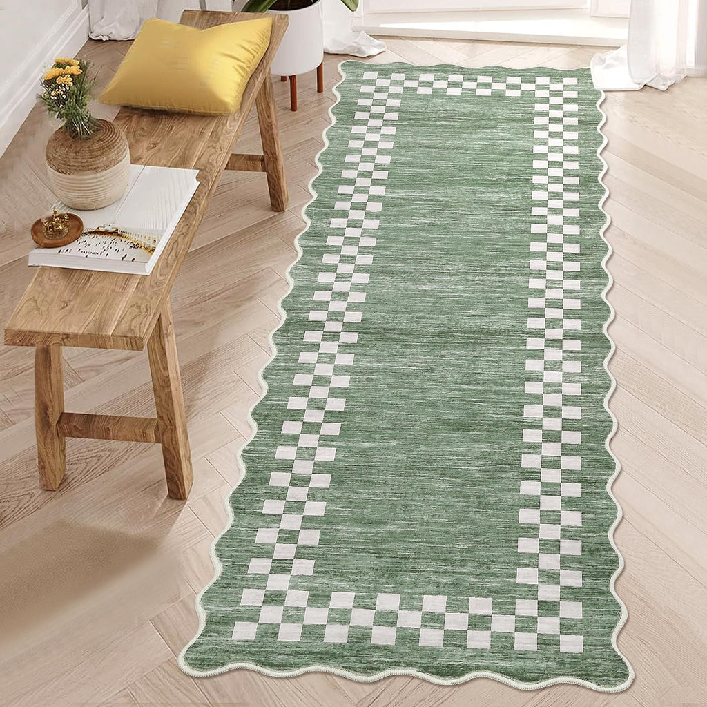 GarveeHome 5x7 Washable Area Rug Checkered Rug for Bedroom Living Room