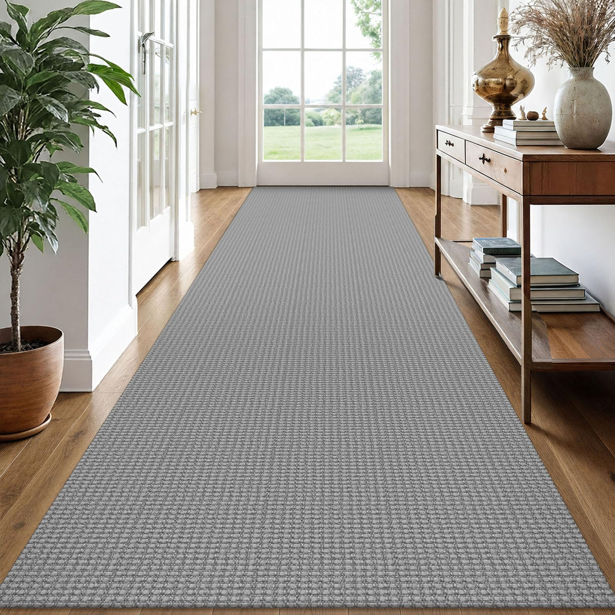 EARTHALL Woven Area Rugs 6x9 Ft Washable Living Room Rugs Non Slip Rubber Backed Dining Room Rug Braided Bedroom Rugs Indoor Floor Carpet for Living Room, Bedroom, Dining Room, Beige/Ivory