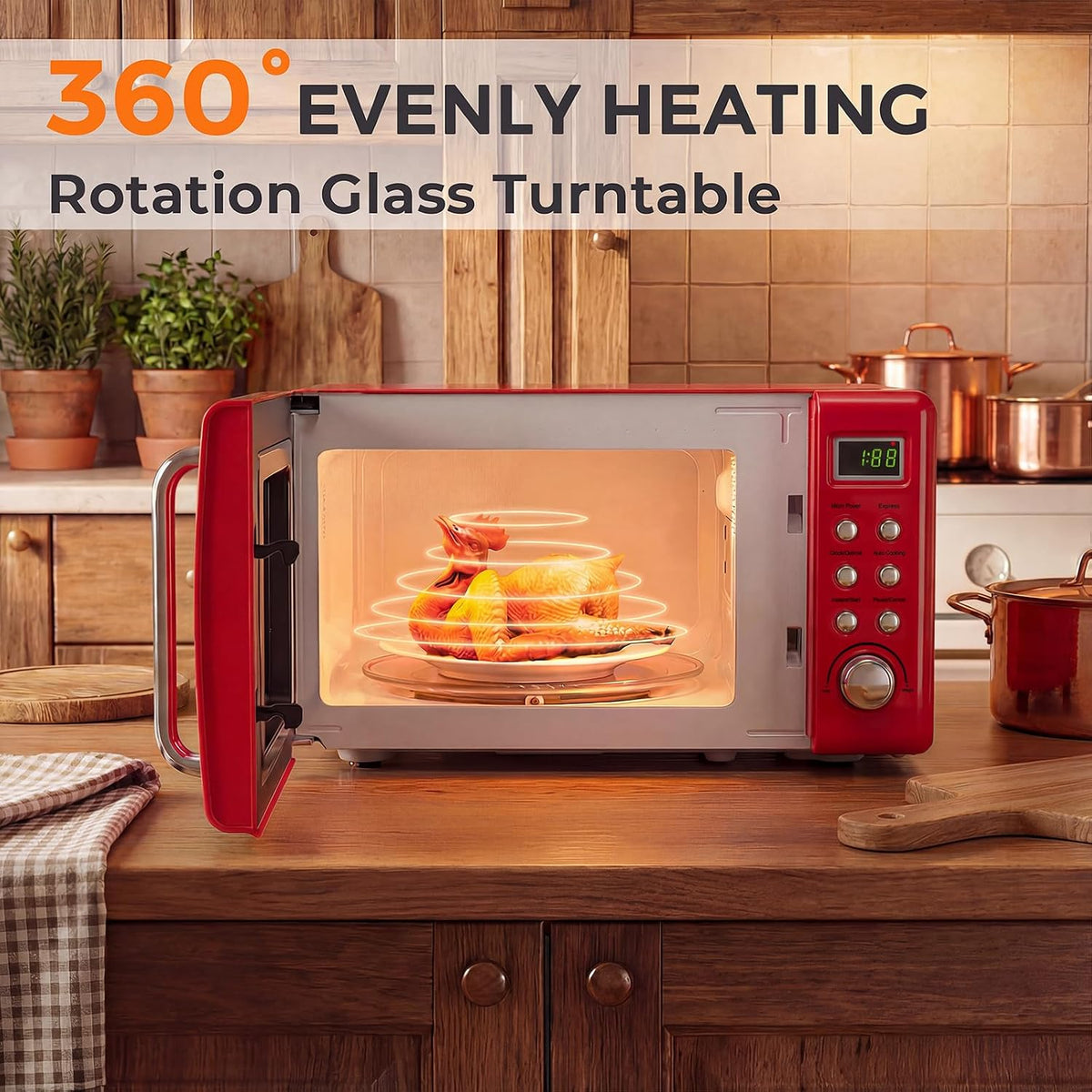 0.7Cu.ft Mini Microwave Countertop w/ 5 Micro Power, 700W