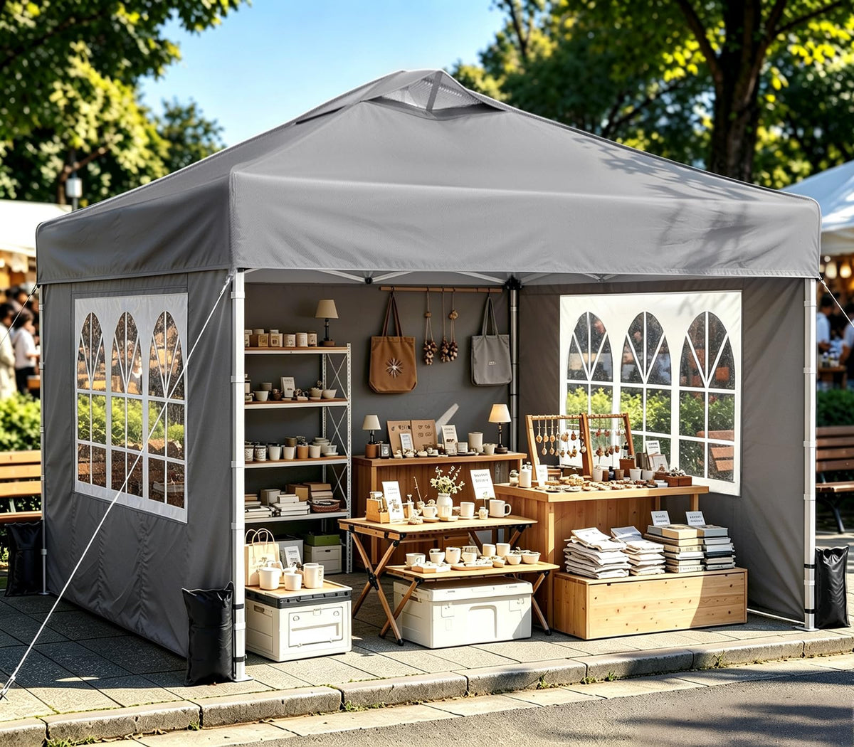 10x10 Pop Up Canopy Tent with One Push Setup, 3 Adjustable Heights, White