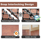 PrimeZone 54 PCS Solid Acacia Wood Interlocking Deck Tiles Outdoor, Brown