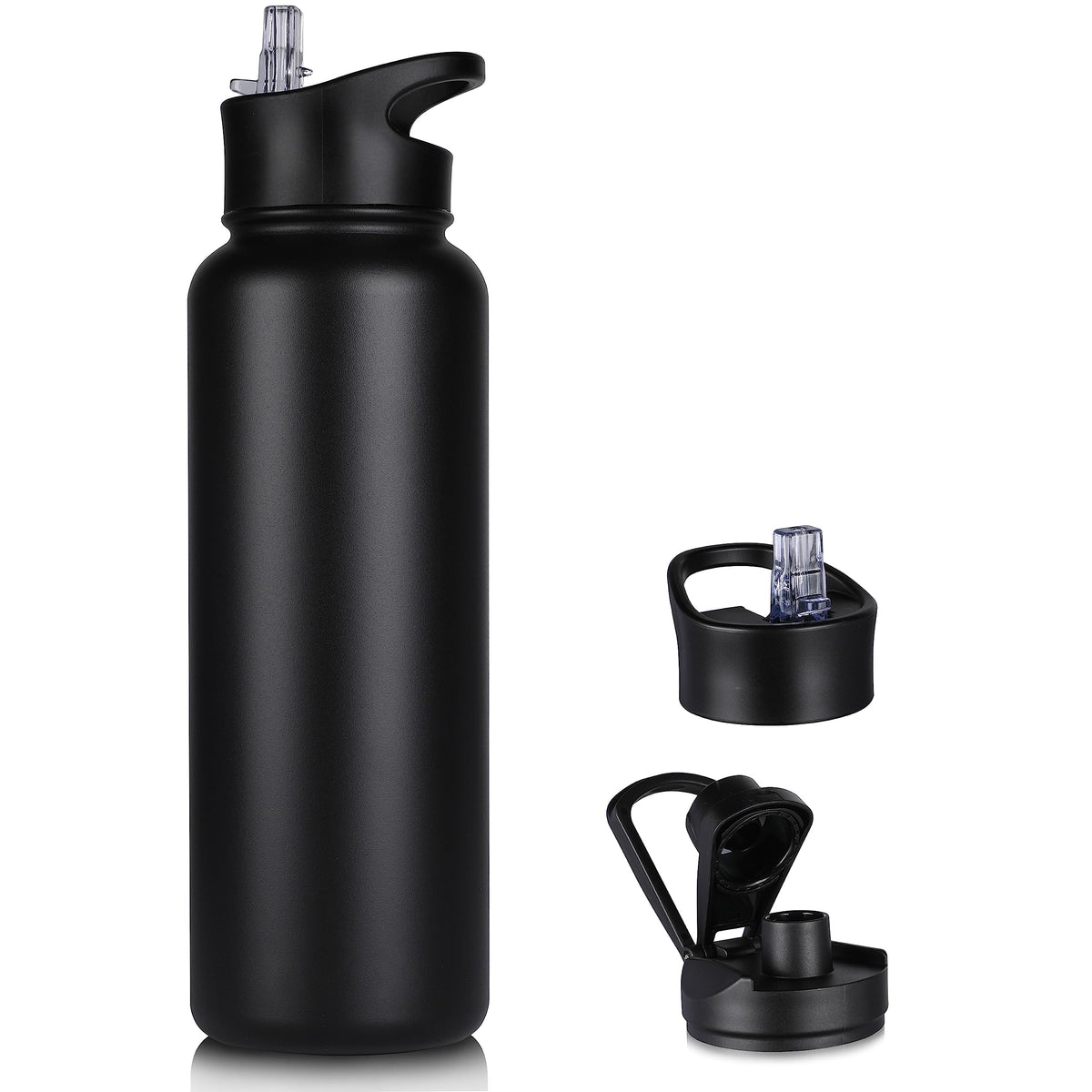 32 oz Insulated Water Bottle Bulk 8 Pack, Stainless Steel Sports Water Bottles with Straw Lid & Wide Mouth Lids, Double Walled Vacuum, Leak Proof, White