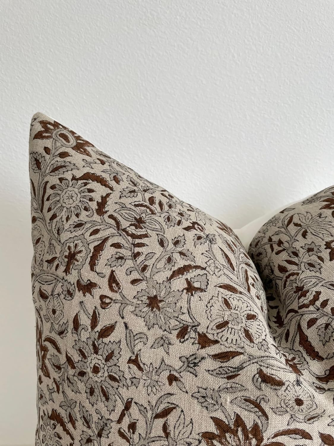 Generic Canyon Theory Hand Block Print Organic Linen 20x20 Inch Throw Pillow Cover: Indoor Outdoor Sustainable Handmade Vintage Decorative Cushion Cover (Rowan)