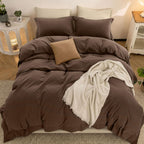 Duvet Cover Set Washed Cotton Embroidered Hem King 3‑Pcs