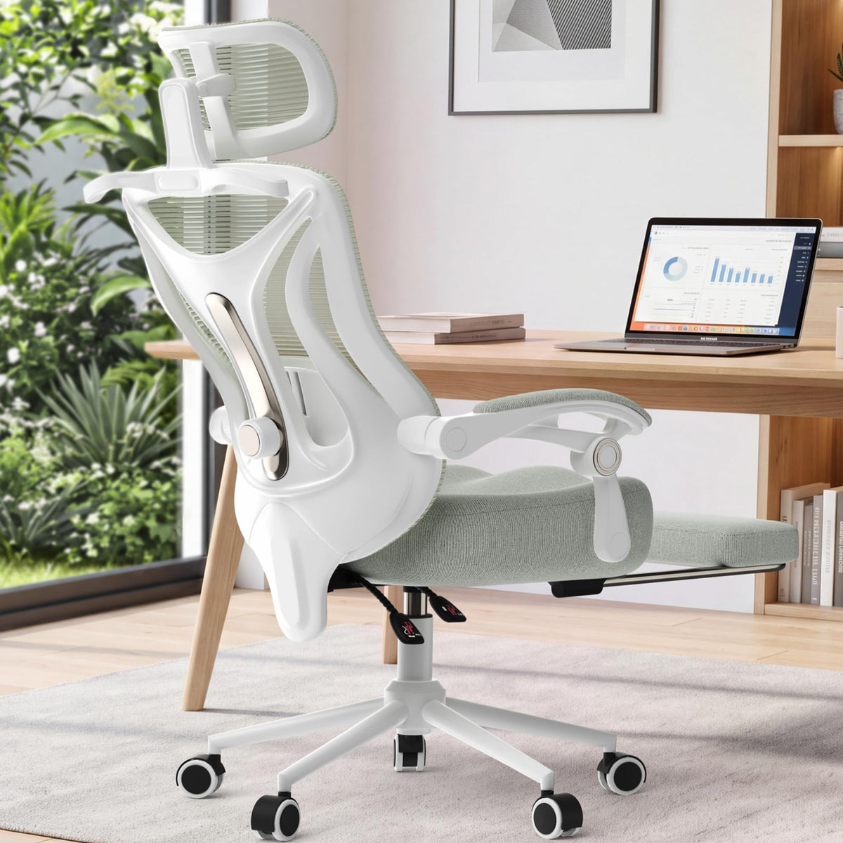 CYKOV Ergonomic Office Chair with Footrest, Reclining Mesh Back, 350 Lbs