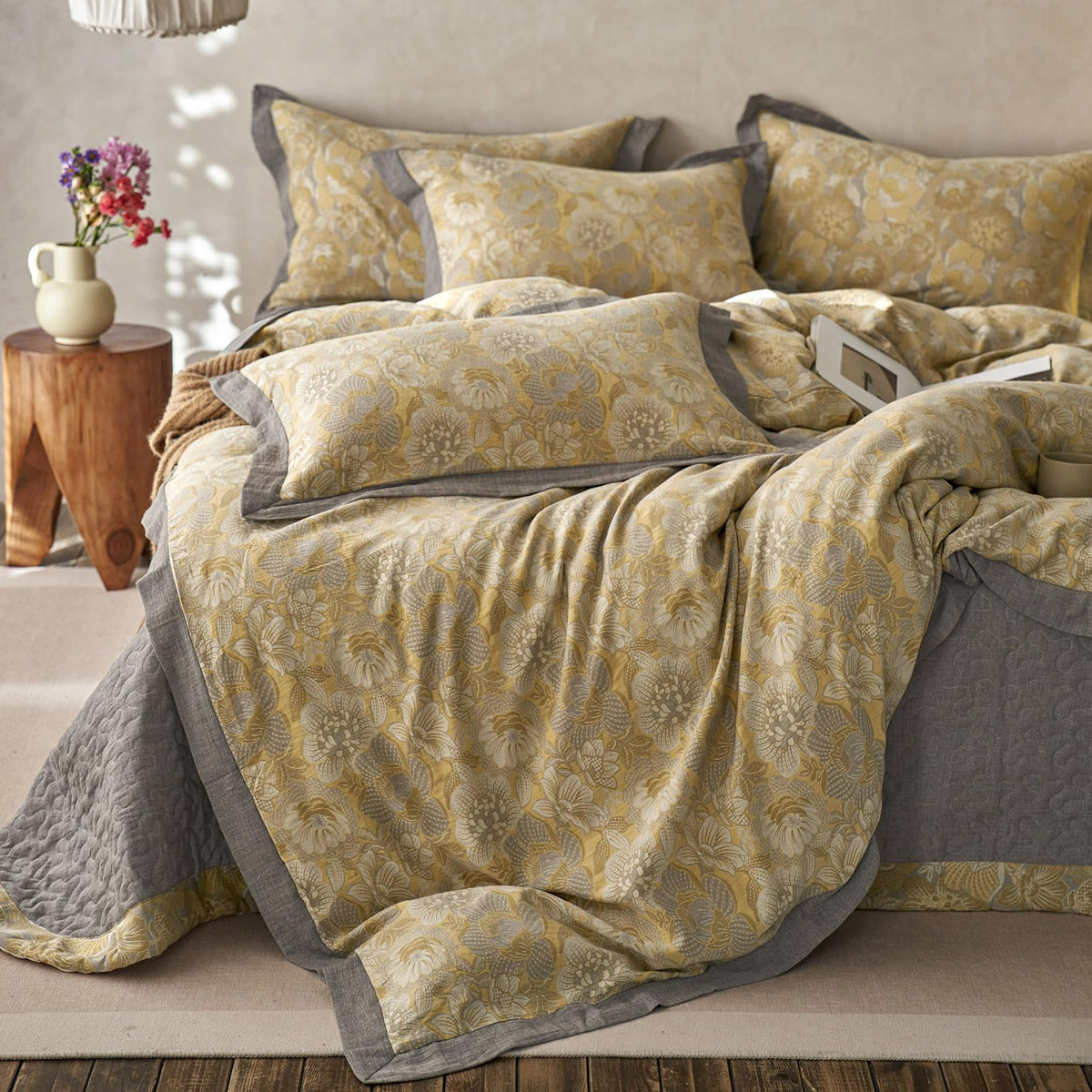 mixinni Garden Style Cotton Flowers and Birds Pattern Printed Duvet Cover Reversible Design Peacock Blue 3 Piece Bedding Duvet Set with Zipper Closure, Perfect for Him and Her-Queen Size