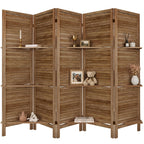TEAKMAMA Room Divider, Room Divider with Shelves, 4 Panel,Distressed White