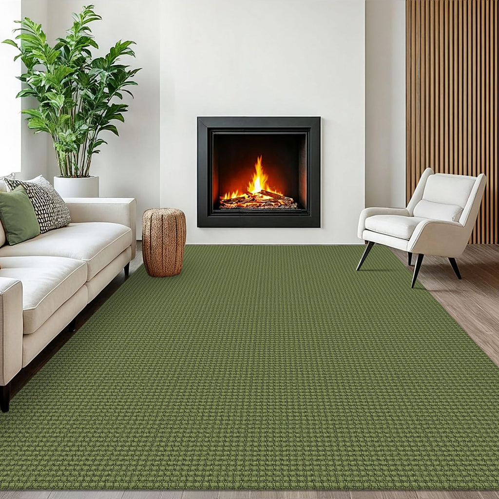 EARTHALL Woven Area Rugs 6x9 Ft Washable Living Room Rugs Non Slip Rubber Backed Dining Room Rug Braided Bedroom Rugs Indoor Floor Carpet for Living Room, Bedroom, Dining Room, Beige/Ivory