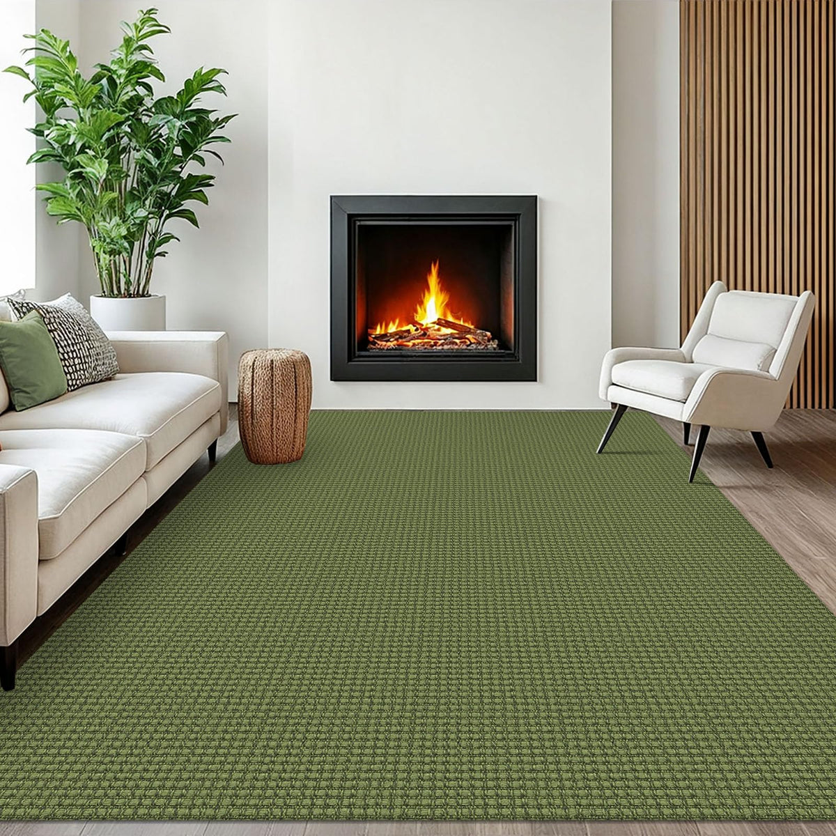EARTHALL Woven Area Rugs 6x9 Ft Washable Living Room Rugs Non Slip Rubber Backed Dining Room Rug Braided Bedroom Rugs Indoor Floor Carpet for Living Room, Bedroom, Dining Room, Beige/Ivory