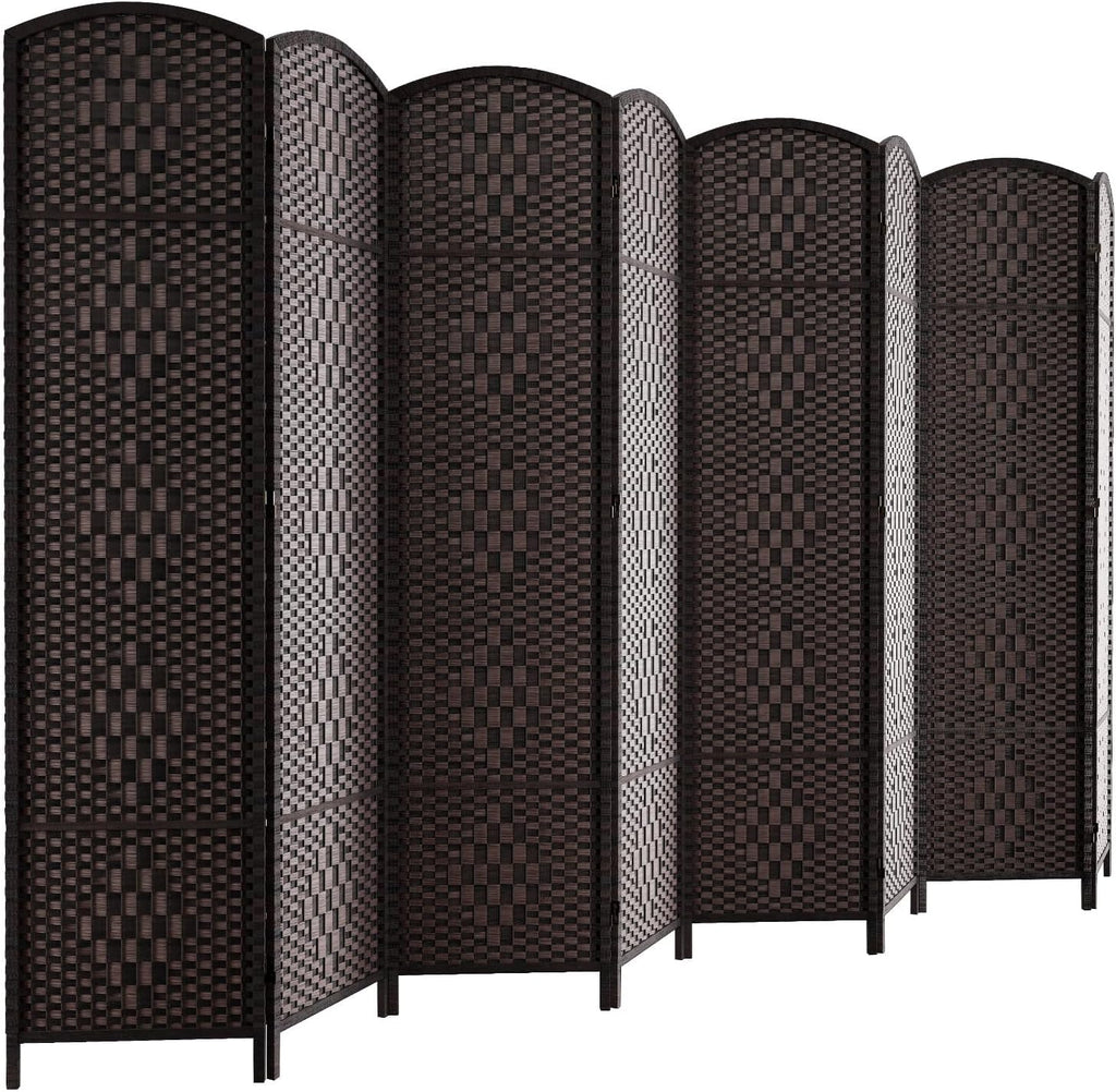 HALLYBEE Room Divider Panel,8 Panel Partition Room Dividers, Dark Mocha