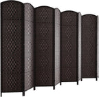 HALLYBEE Room Divider Panel,8 Panel Partition Room Dividers, Dark Mocha