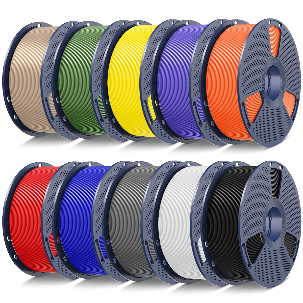 SUNLU PLA+2.0 3D Printer Filament, Multicolor, 10-Pack (10KG)