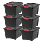 IRIS USA 6-Pack 54 Quart Storage Bins with Lids, Black