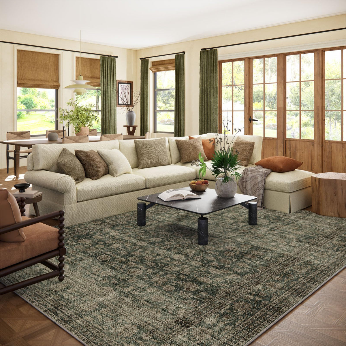 Washable Area Rugs for Living Room: 9x12 Bedroom Rug Boho Vintage Area Rug Stain Resistant Non Slip Low Pile Lightweight Soft Carpets for Dining Room Kitchen Nursery Kids Room Playroom Home Office