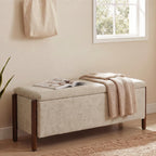Usaint 47" Fabric Upholstered End of Bed Storage Ottoman Bench, Beige
