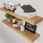 Solid Wood Floating Shelves for Wall 36 Inches Long, Walnut Wooden Shelf