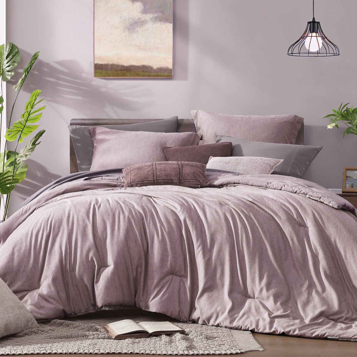 Monbix King Size Comforter Set Olive Green 7 Pieces Bed in a Bag