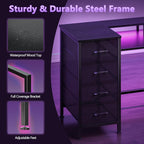 Korfile 47 Inch Gaming Computer Desk with Power Outlets,LED,5 Drawers,Black