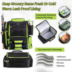 Fishing Backpack with Cooler for 3 Tackle Boxes Fishing Bag with Rod Holder