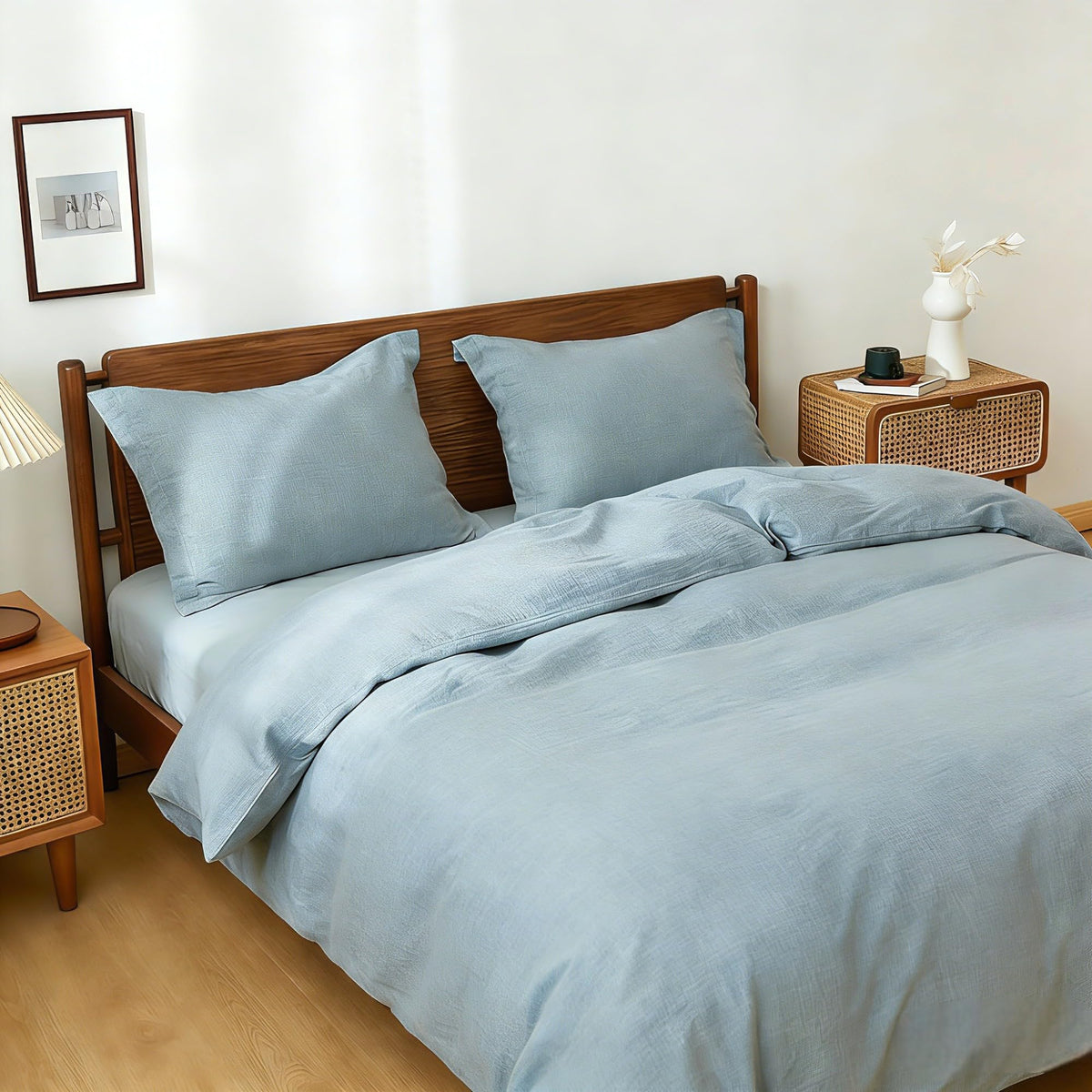 Simple&Opulence 100% Linen Duvet Cover Set, 3 PCS Natural French Flax Linen Duvet Cover King Size, Breathable Soft Comfy Linen Bedding Comforter Cover with 2 Pillowcases(Linen, 104"x92")