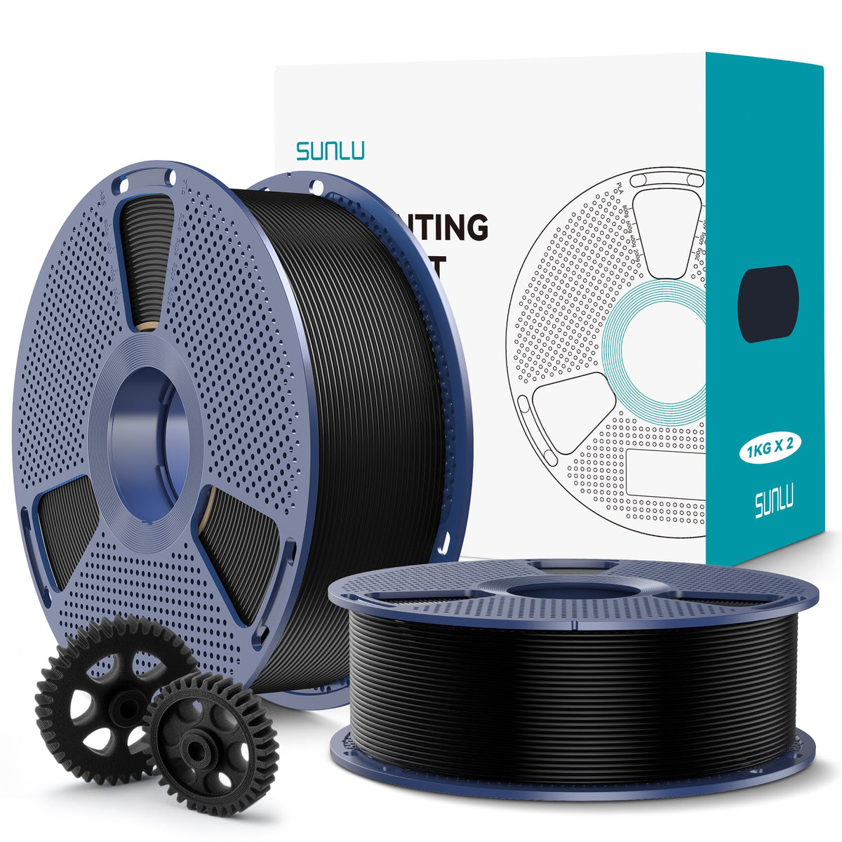 SUNLU PLA+2.0 3D Printer Filament, Multicolor, 10-Pack (10KG)