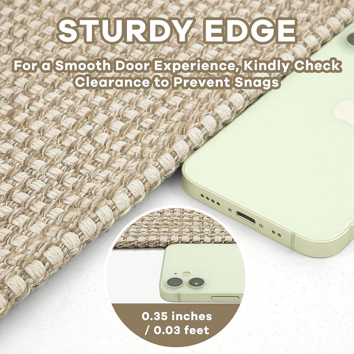 EARTHALL Woven Area Rugs 6x9 Ft Washable Living Room Rugs Non Slip Rubber Backed Dining Room Rug Braided Bedroom Rugs Indoor Floor Carpet for Living Room, Bedroom, Dining Room, Beige/Ivory